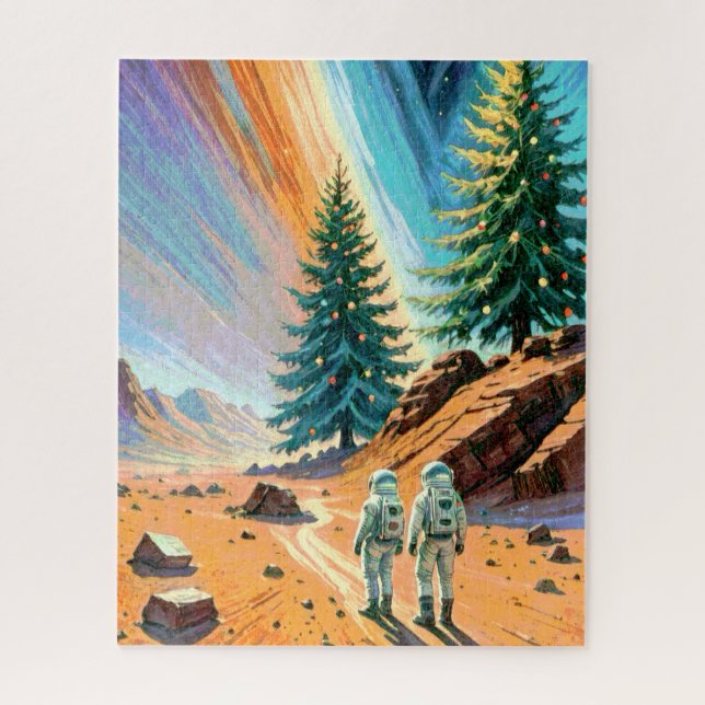 Astronauts Exploring Alien Landscape Jigsaw Puzzle (Vertical)