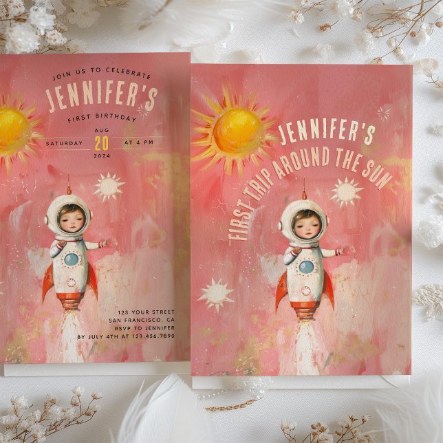 Astronaut's First Trip Around the Sun Birthday Invitation (Creator Uploaded)