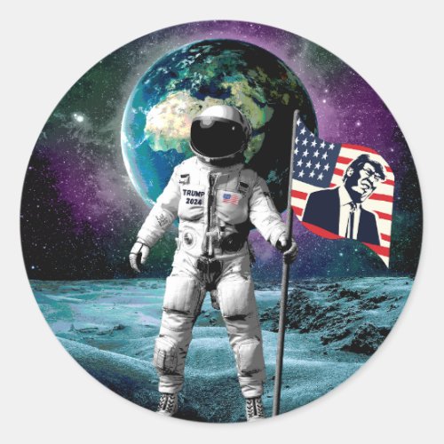 Astronauts for Trump 2024 Invitation Classic Round Sticker
