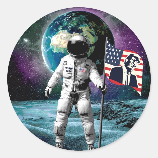 Astronauts for Trump 2024 Invitation Classic Round Sticker (Front)