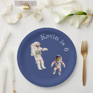 Astronauts in Space Monogram Name Paper Plates