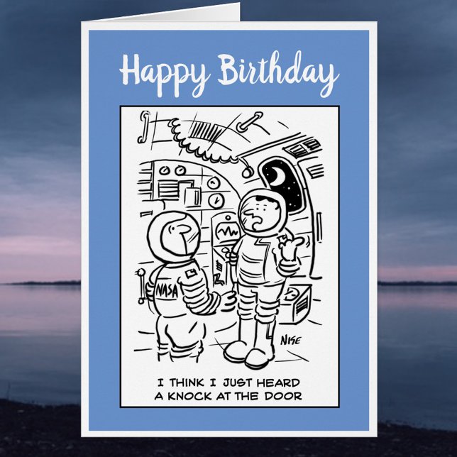 Astronauts in Space Think There's a Knock Cartoon Cards (Creator Uploaded)