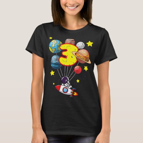 Astronauts Kids Astronaut Birthday Decorations 3 Y T_Shirt