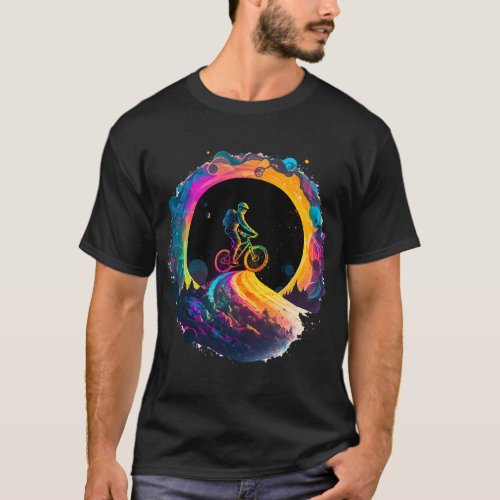 Astronauts Mountain Bike Rider in Space Cosmic Tra T_Shirt