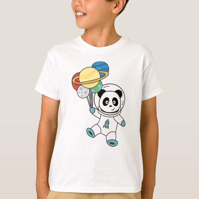 Astronauts Pandas Planet Earth Space T-Shirt (Front)