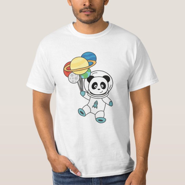 Astronauts Pandas Planet Earth Space T-Shirt (Front)