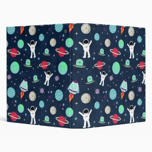 Astronauts Planets Rockets and Aliens 3 Ring Binder