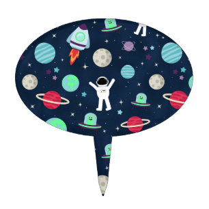 Astronauts Planets Rockets and Aliens Cake Topper