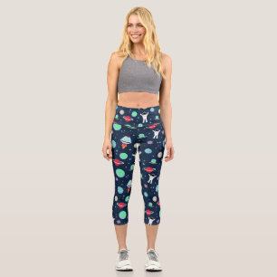 Astronauts Planets Rockets and Aliens Capri Leggings