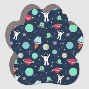 Astronauts Planets Rockets and Aliens Car Magnet