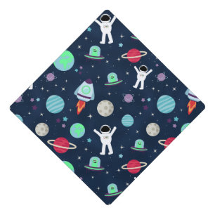 Astronauts Planets Rockets and Aliens Graduation Cap Topper