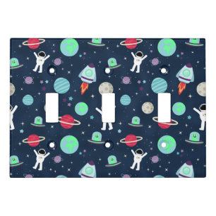 Astronauts Planets Rockets and Aliens Light Switch Cover