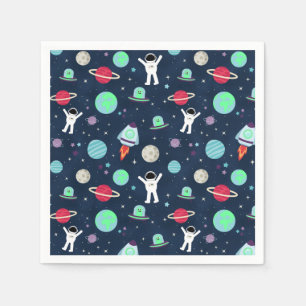Astronauts Planets Rockets and Aliens Napkins