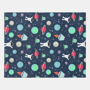 Astronauts Planets Rockets and Aliens Outdoor Rug