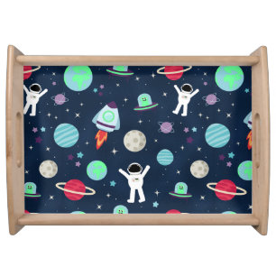 Astronauts Planets Rockets and Aliens Serving Tray