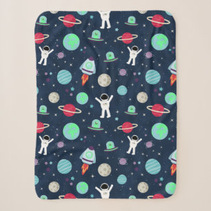 Astronauts Planets Rockets and Aliens Sherpa Blanket