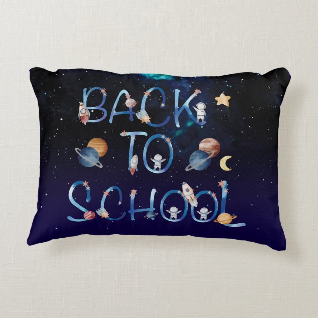 Astronauts Planets Space,back to school Accent Pillow (Back)