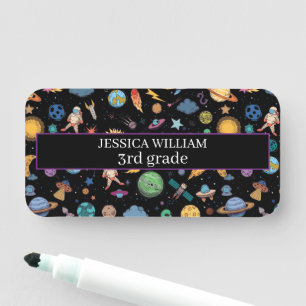 Astronauts Planets Space, Back To School Kid's Name Tag