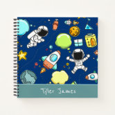 Adorable Green Aliens Space Ships UFO Kids Notebook