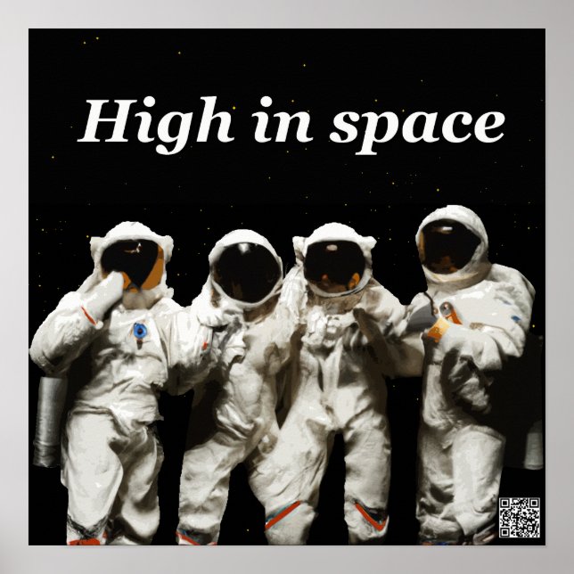 Astronauts posing before going to the space poster (Front)