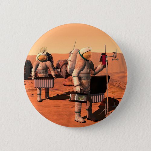 Astronauts Setting Up Weather Equipment On Mars Button