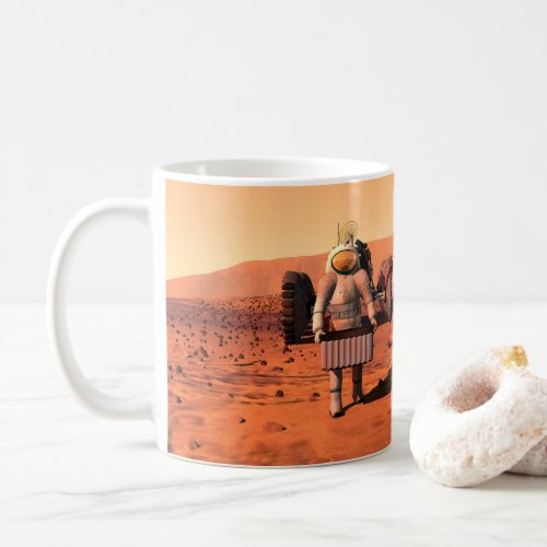 Astronauts Setting Up Weather Equipment On Mars Coffee Mug