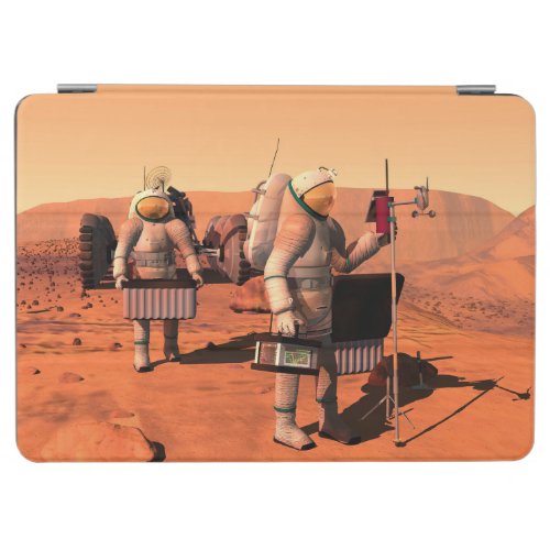 Astronauts Setting Up Weather Equipment On Mars iPad Air Cover
