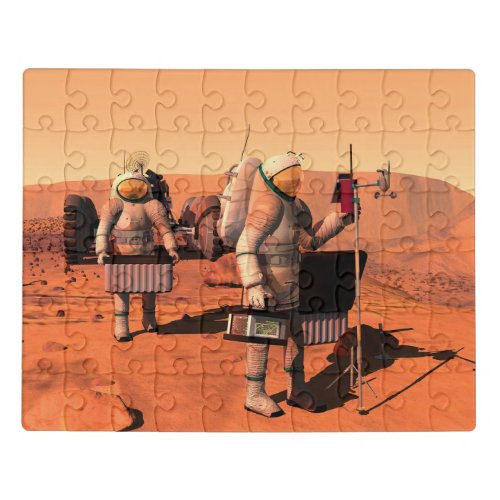 Astronauts Setting Up Weather Equipment On Mars Jigsaw Puzzle