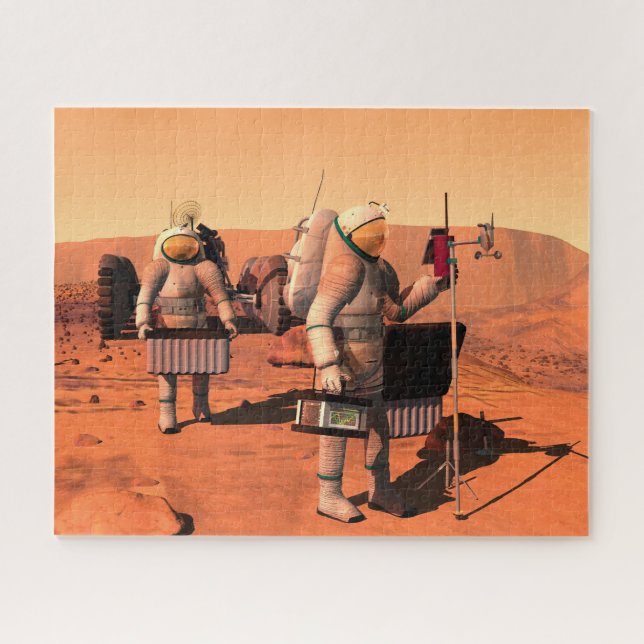 Astronauts Setting Up Weather Equipment On Mars. Jigsaw Puzzle (Horizontal)