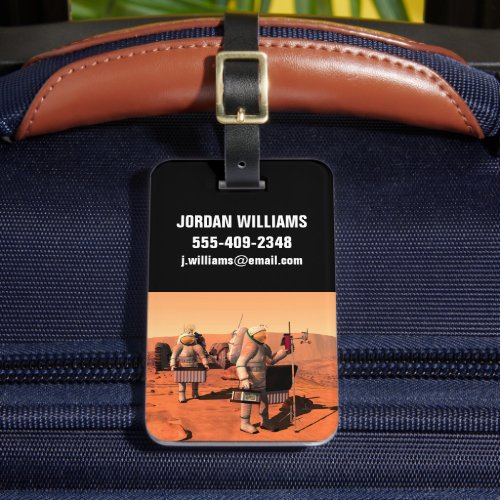 Astronauts Setting Up Weather Equipment On Mars Luggage Tag