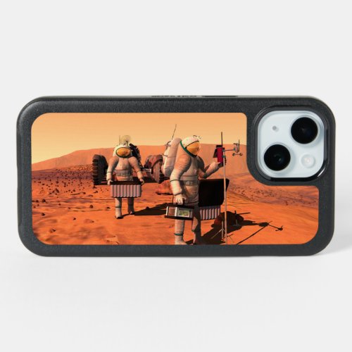 Astronauts Setting Up Weather Equipment On Mars iPhone 15 Case