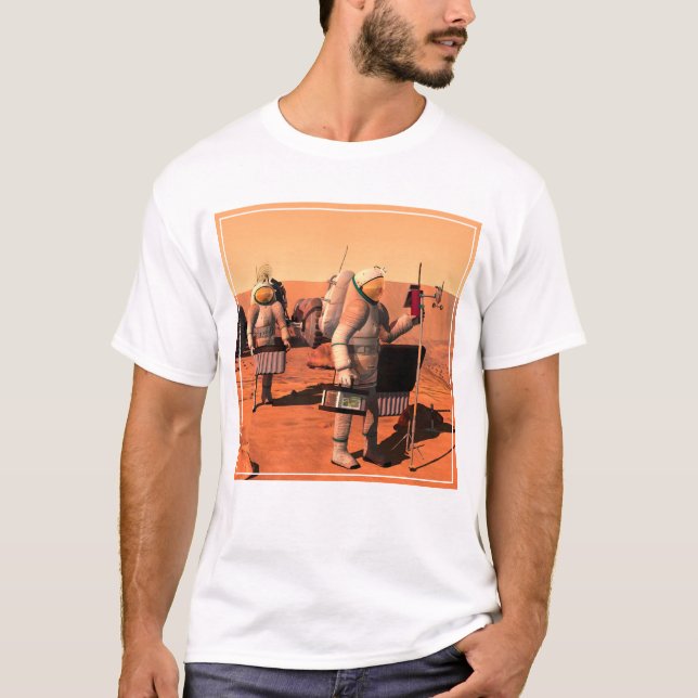 Astronauts Setting Up Weather Equipment On Mars. T-Shirt (Front)
