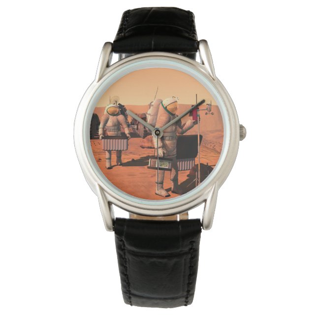 Astronauts Setting Up Weather Equipment On Mars. Watch (Front)