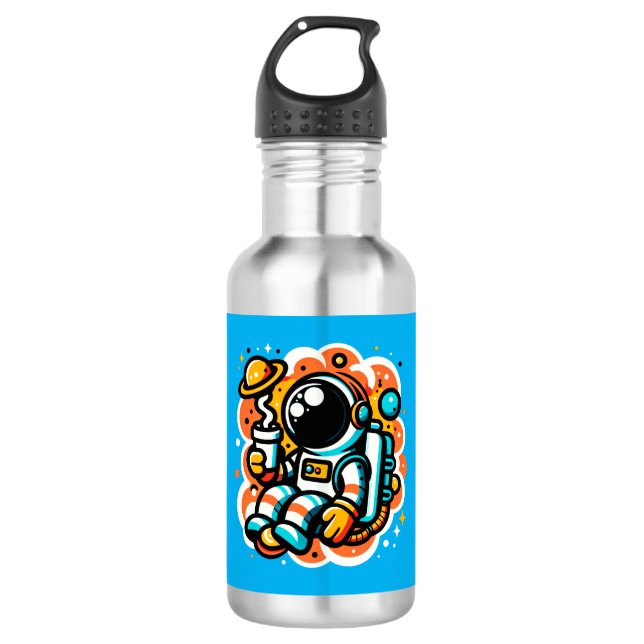 Astronaut's Space Coffee Moment Stainless Steel Water Bottle (Front)