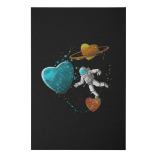 Astronauts Space Love Valentines Day Faux Canvas Print