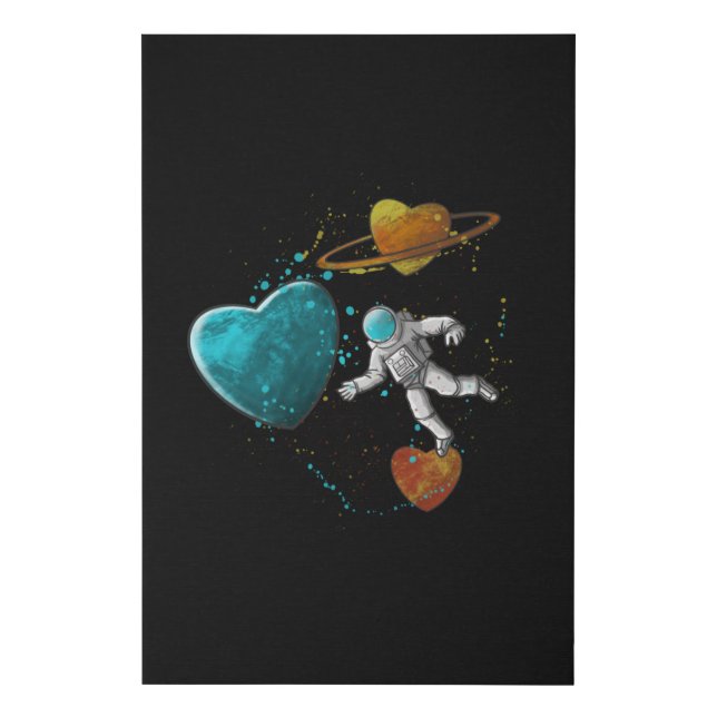Astronauts Space Love Valentines Day Faux Canvas Print (Front)