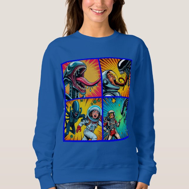 Astronauts vs Alien Pop Art Sweatshirt (Front)