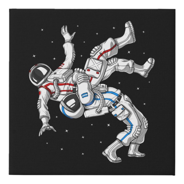 Astronauts Wrestling Faux Canvas Print (Front)
