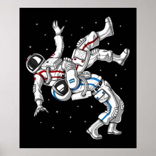 Astronauts Wrestling Poster