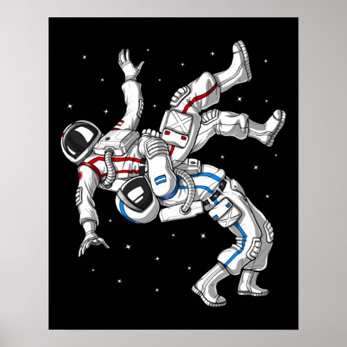 Astronauts Wrestling Poster