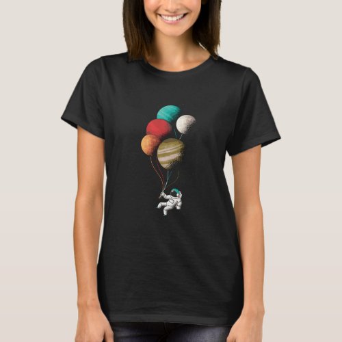 Astronomer Astronaut Spaceman Balloon Planets T_Shirt