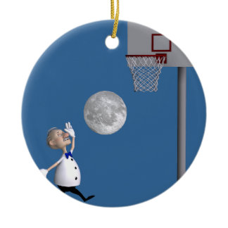 Astronomer Playing Basketball Ceramic Ornament