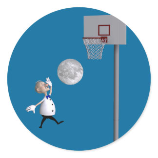Astronomer Playing Basketball Classic Round Sticker