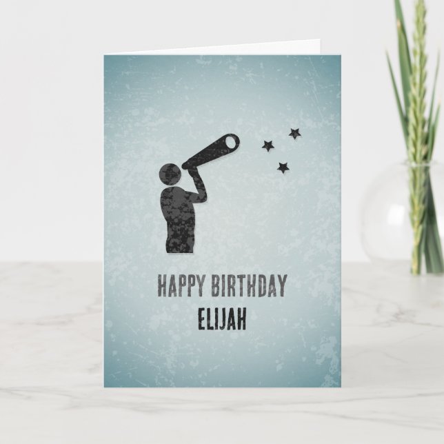 Astronomer with Telescope Star-Gazing Custom Man's Card (Front)