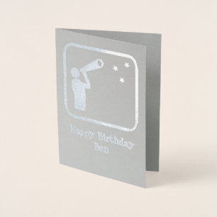 Astronomer With Telescope - Your Photo and Text Foil Card