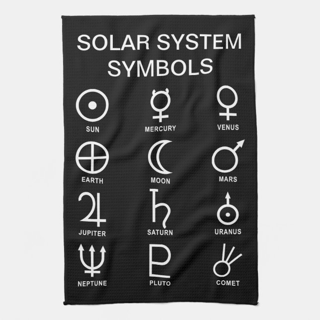 Astronomers, Solar System symbols Kitchen Towel (Vertical)
