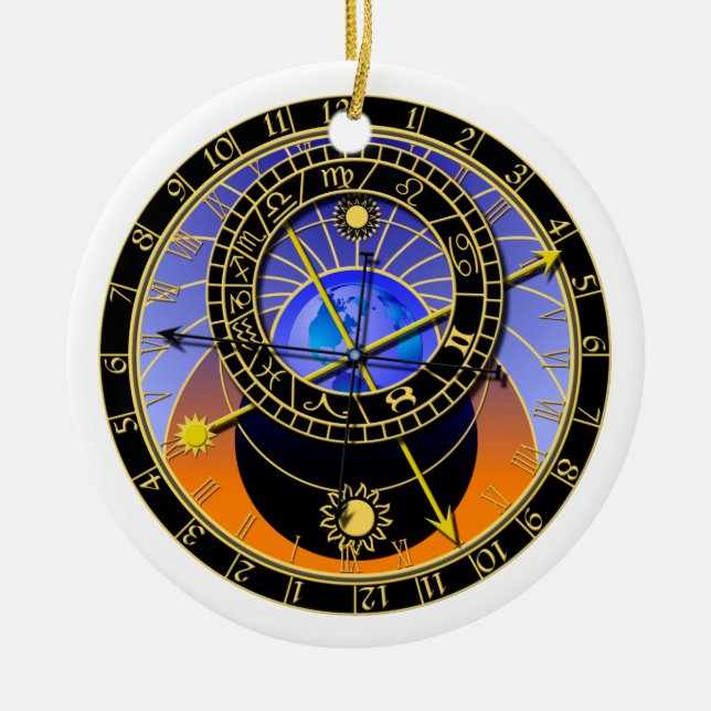 Astronomical Clock Ceramic Ornament (Front)