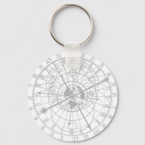 Astronomical clock gray keychain