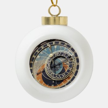 Astronomical Clock In Prague Ceramic Ball Christmas Ornament by LeFlange at Zazzle