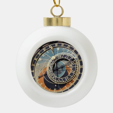 Astronomical Clock In Prague Ceramic Ball Christmas Ornament
